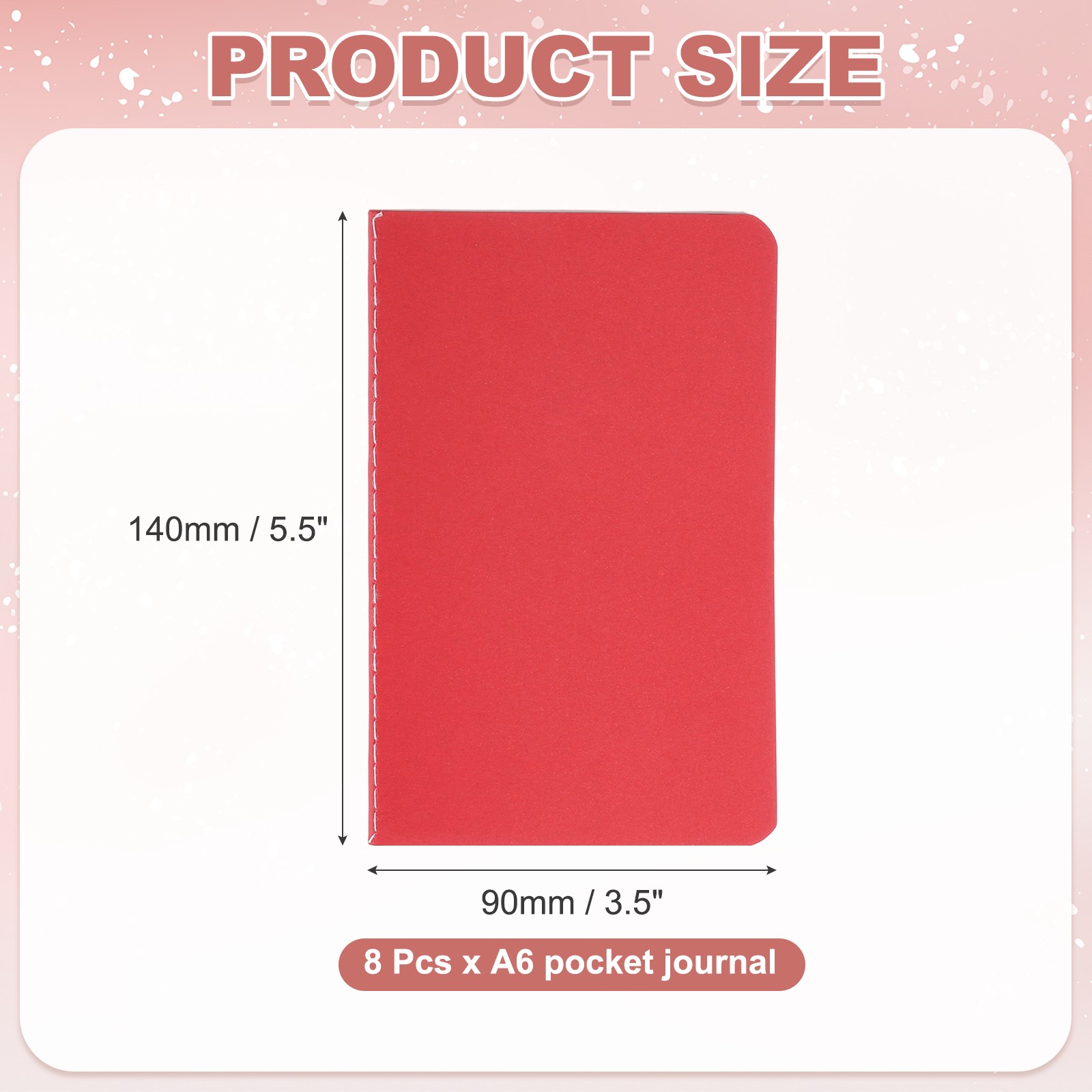 8 Pack A6 Notebook, A6 Journal Mini Notebook Pocket Kraft,Red