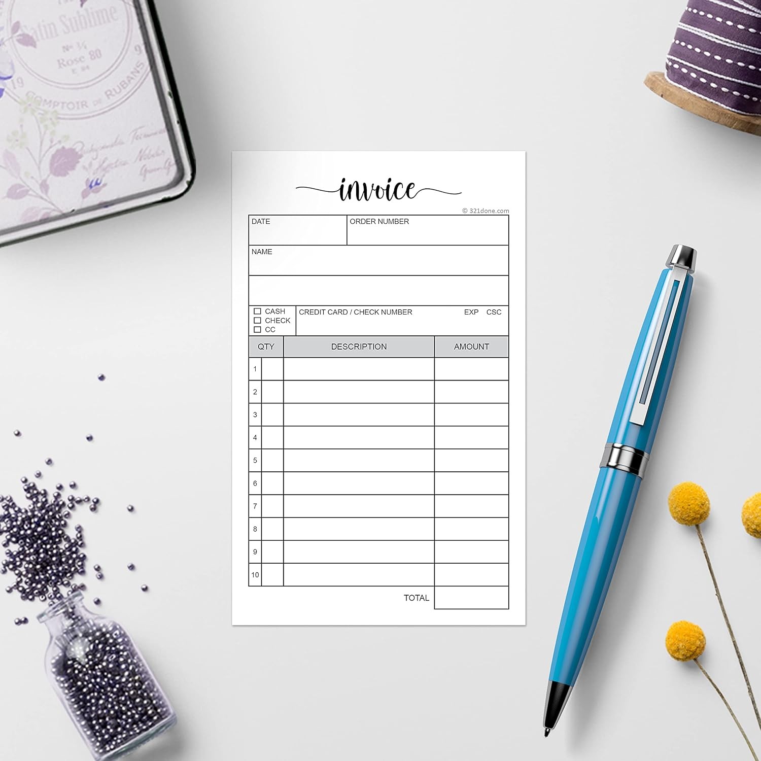 Carbonless 2 Part Invoice Pads for Small Business with Carbon Copies Part