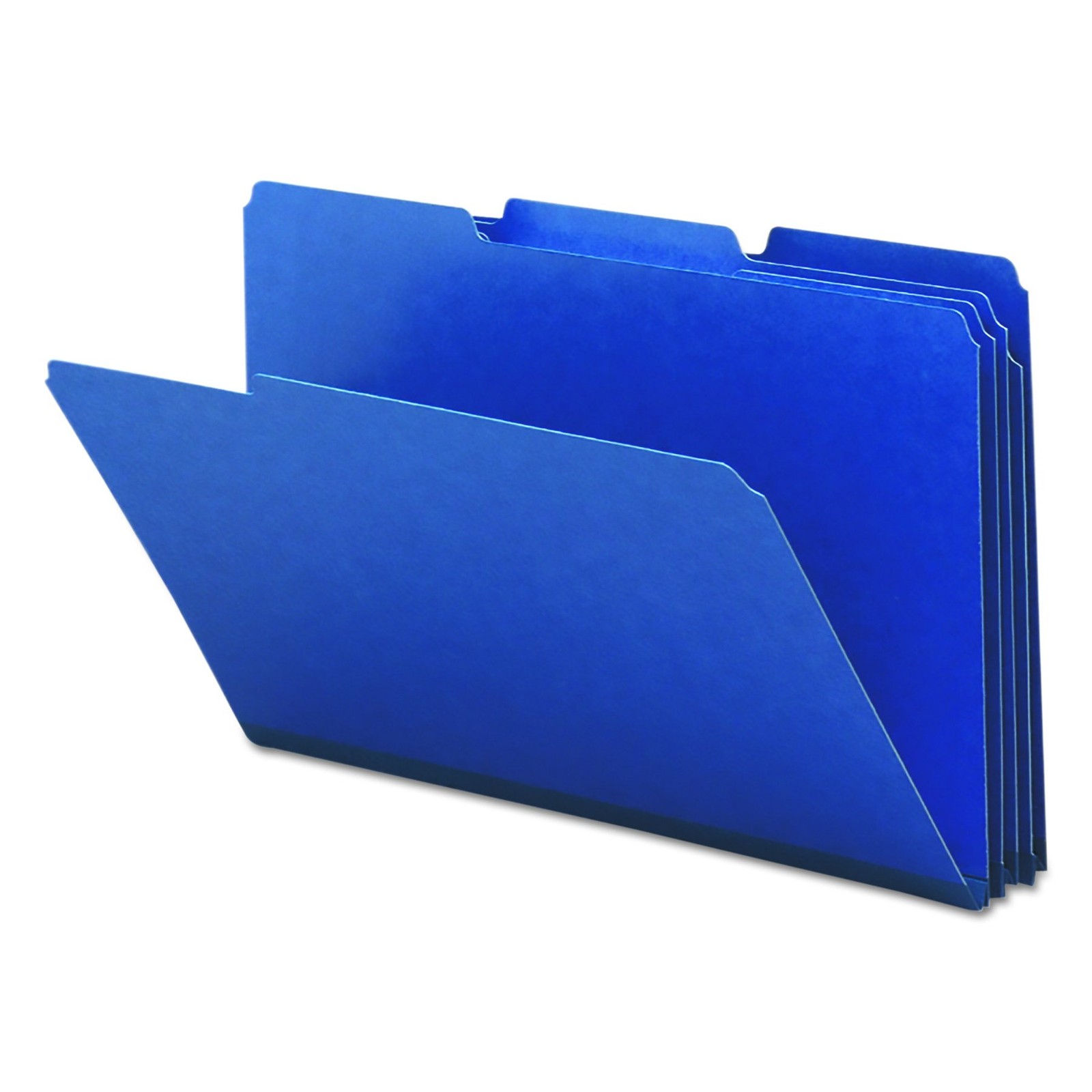 Smead Legal‑Size Pressboard File Folders Dark Blue, 1/3‑Cut Tab 1″ Gusset 25‑Box