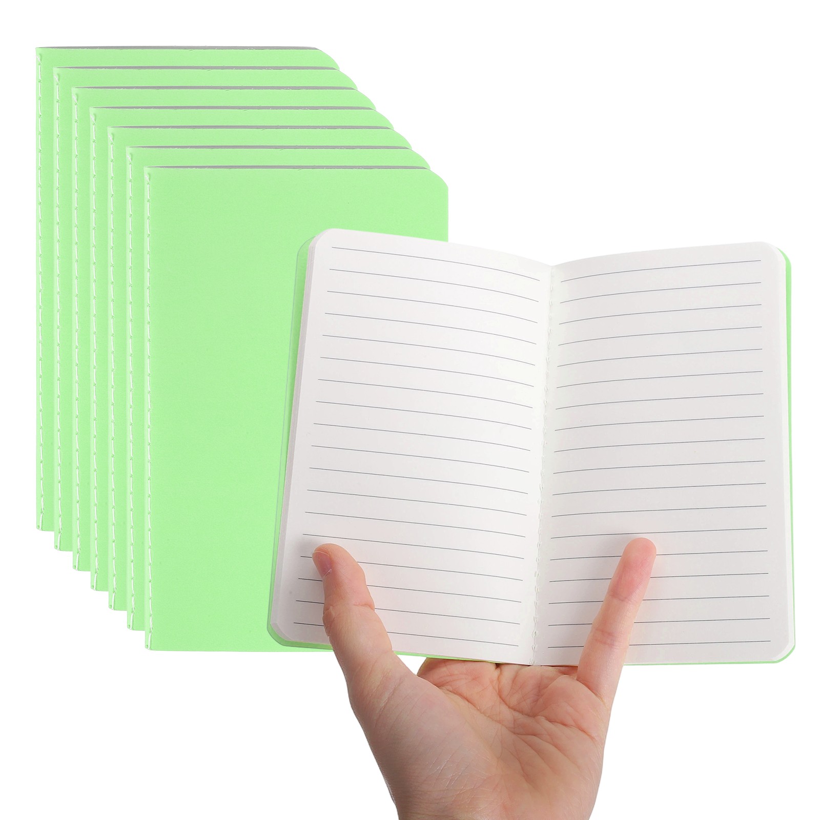 8 Pack A6 Notebook, A6 Journal Mini Notebook Pocket Kraft,Light Green