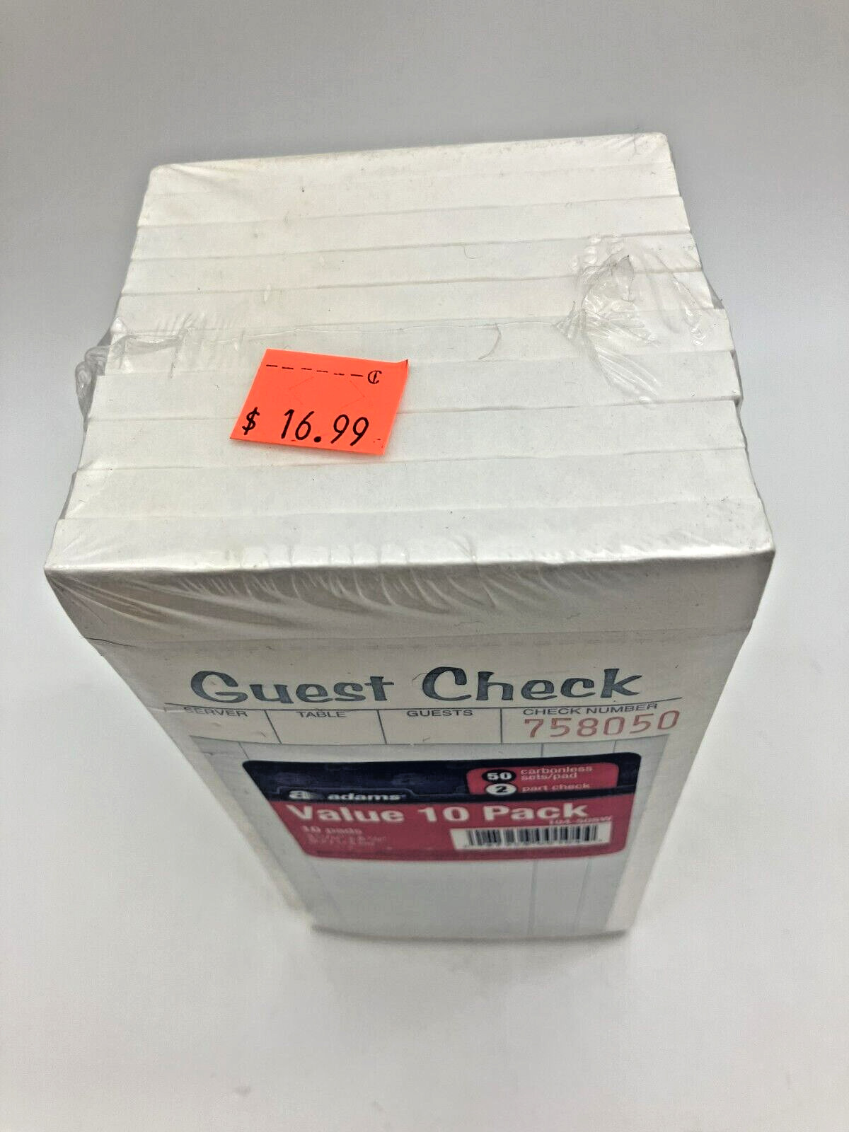 New Adams Guest Check Pads 10 Pack Carbonless 2-Part Checks # 104-50SW