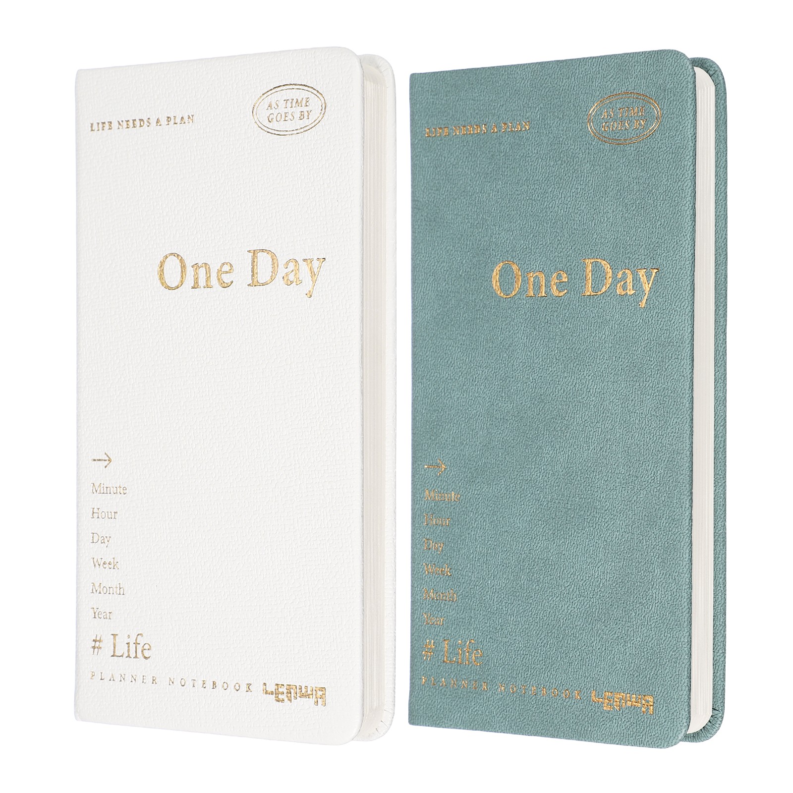 2Pcs Daily Planner Notebook, 7 x 3.8″ to Do Notebook, White, Green