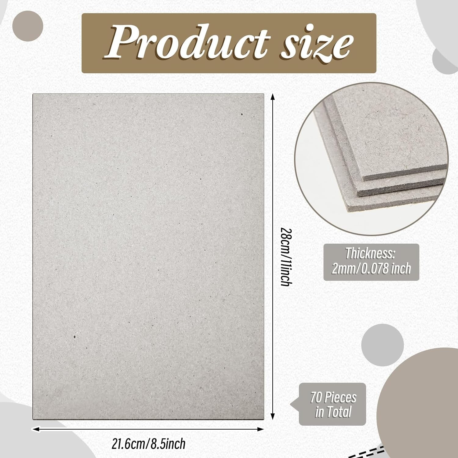 70 Pieces 70 PT 8.5 x 11 Inches Book Board 0.078 inches Thickness Binder Boar…