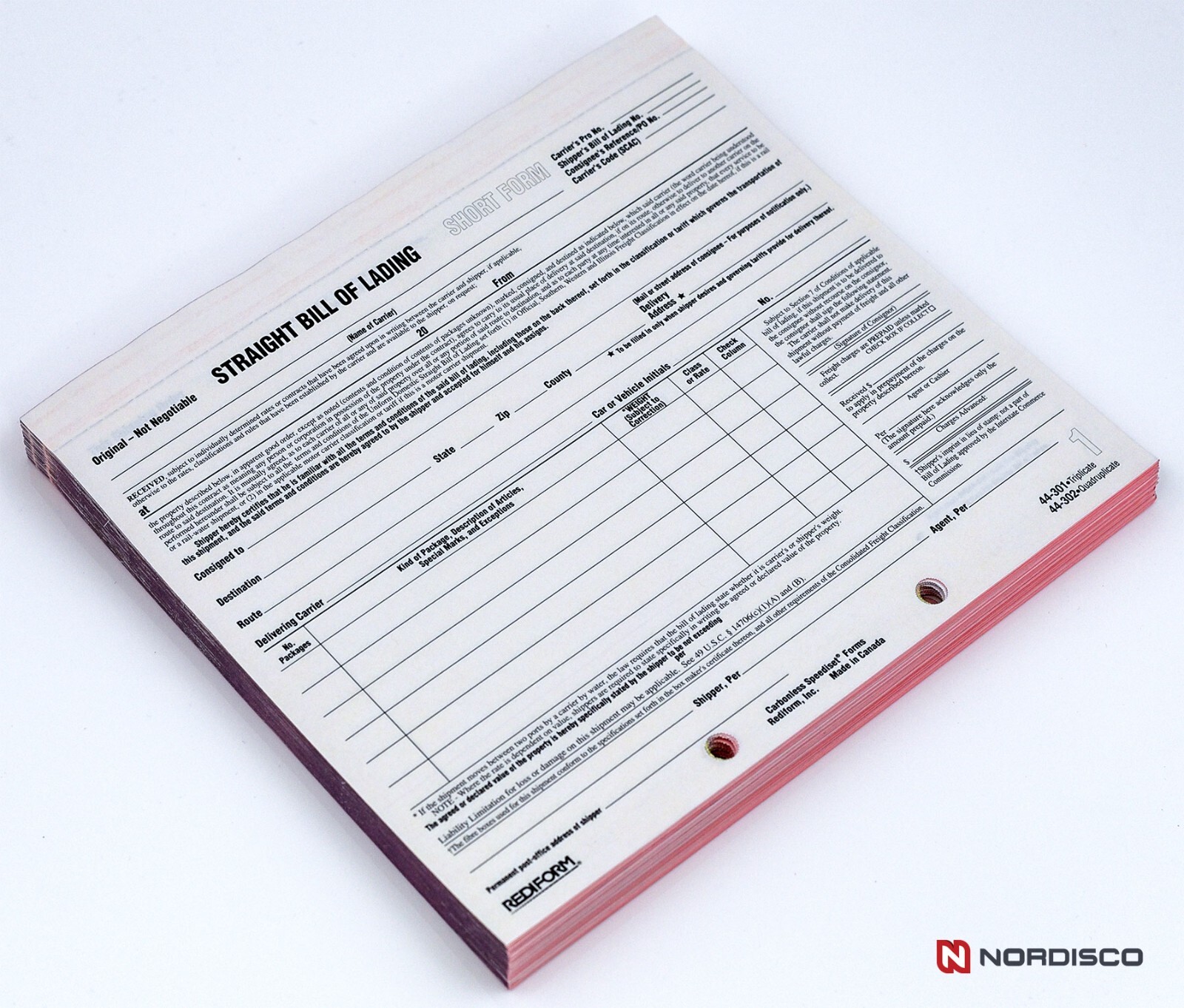 Rediform 44-301 Straight Bill of Lading, 3-Part, Pack of 50 Sets