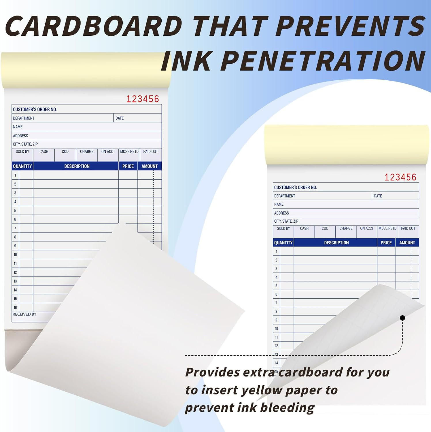20 Pack Sales Order Book Bulk, 2-Part Carbonless Receipt Form Invoice, White/Yel