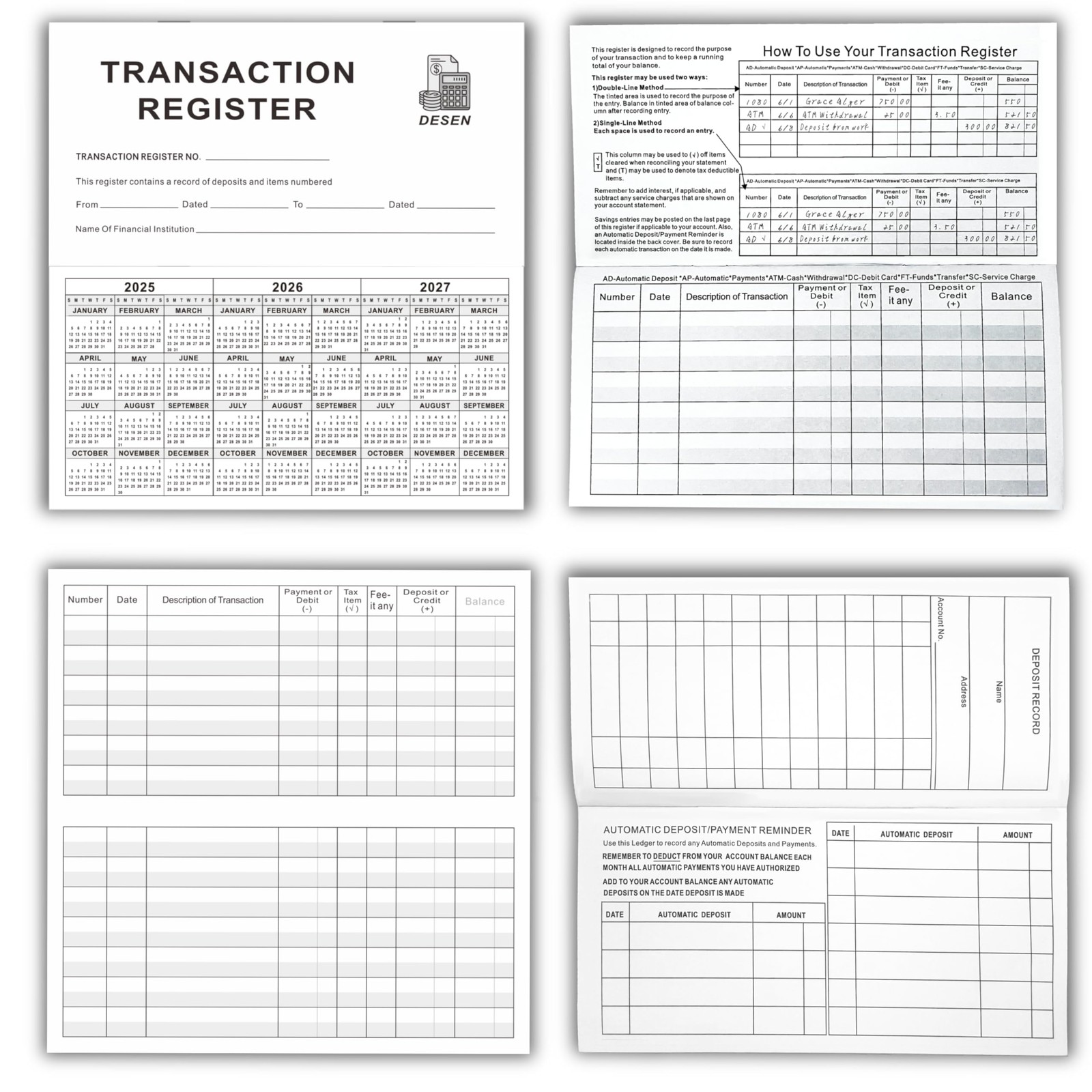 12 Pack Checkbook Register, Blank Ledger Transaction Book for Personal & Busi…