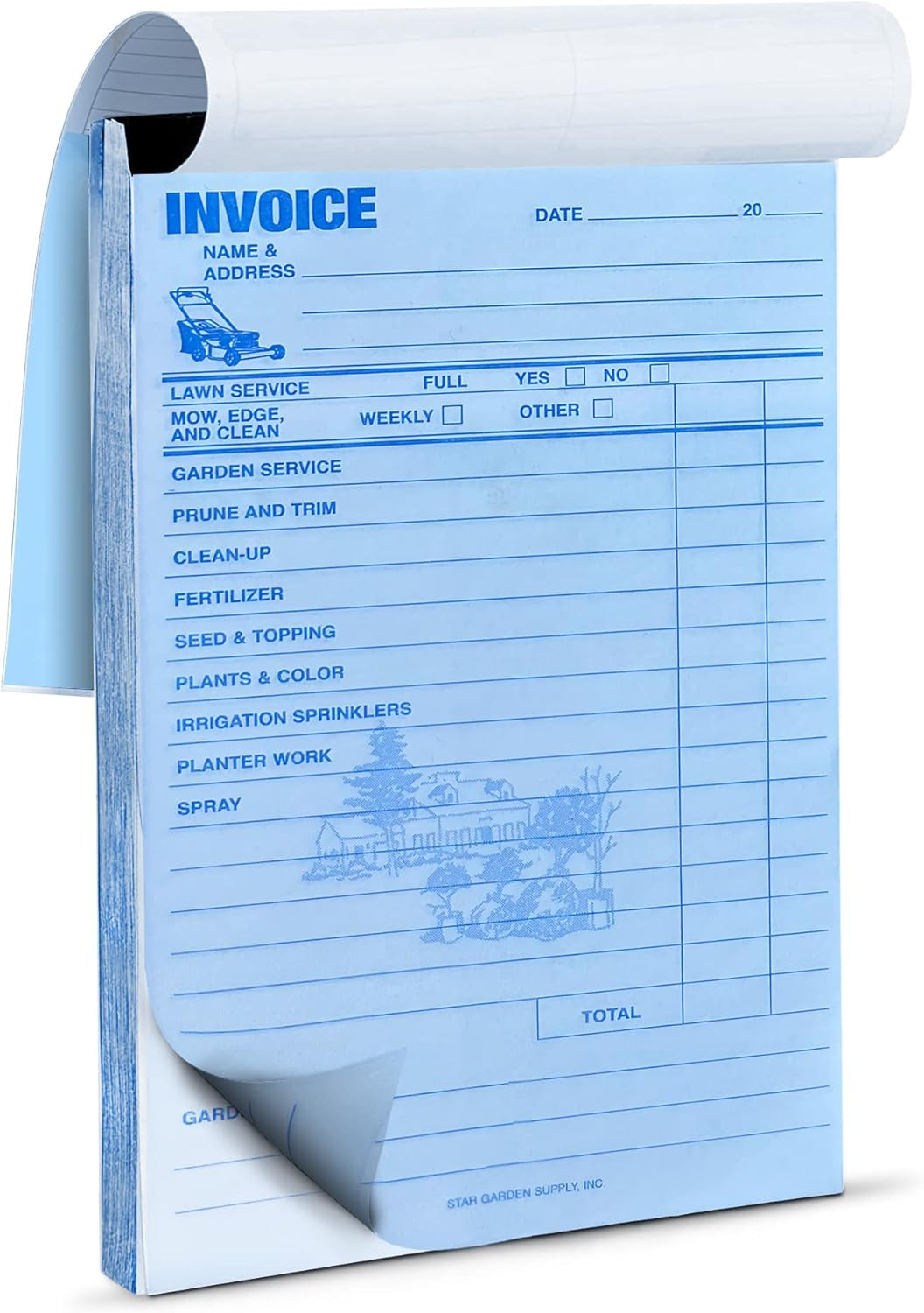 Professional Garden Service Invoice Book 50 Sets Includes Copy Invoice 100 Pages