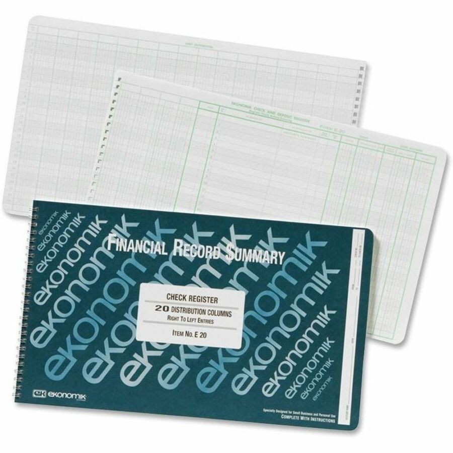 Ekonomik E20 Wirebound Check Register 40 Sheets 8.75″x14.75″ White