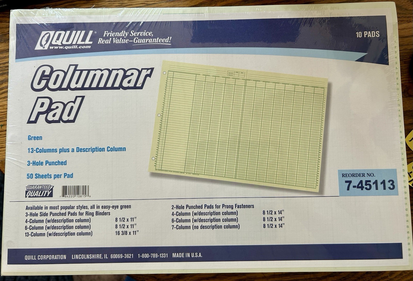 10 Quill Columnar Pads 13 Columns For 3 Ring Binders 7-45113 50 Pages Each Seale