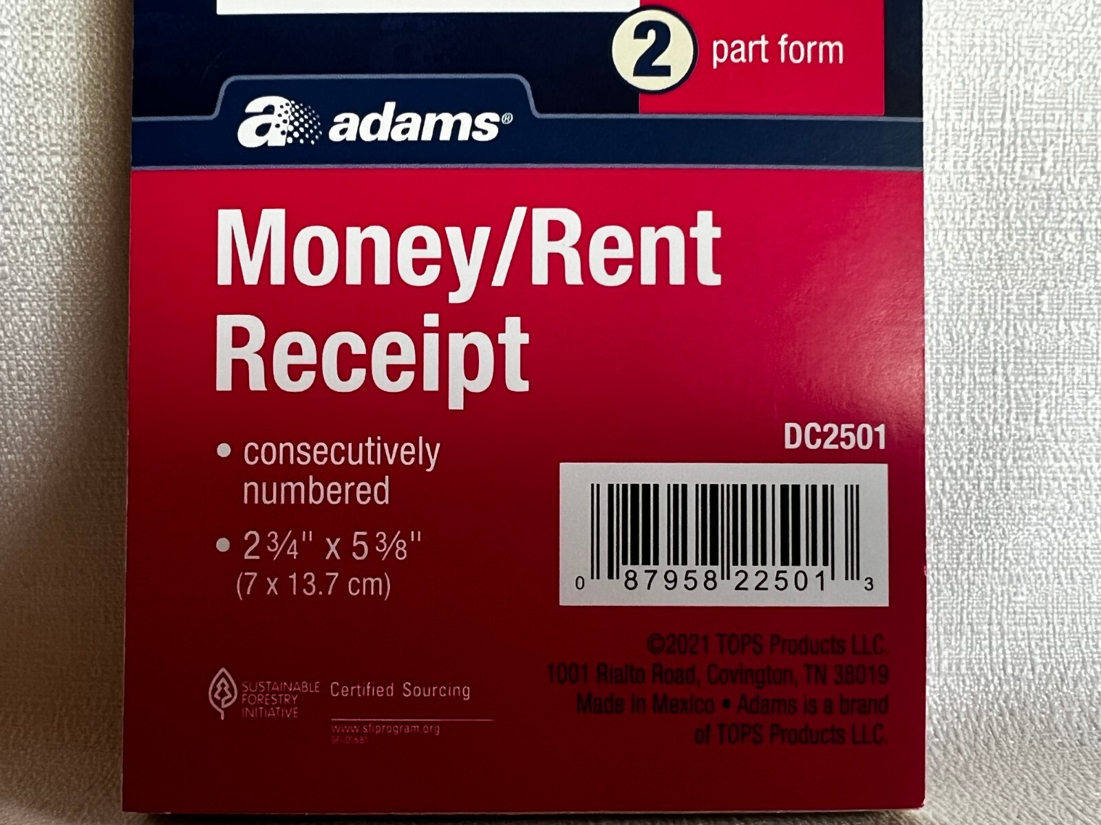Adams DC2501 Money/Rent Receipt, 50 Carbonless Sets, 2 Part Form, 2 3/4″ x 5 3/8