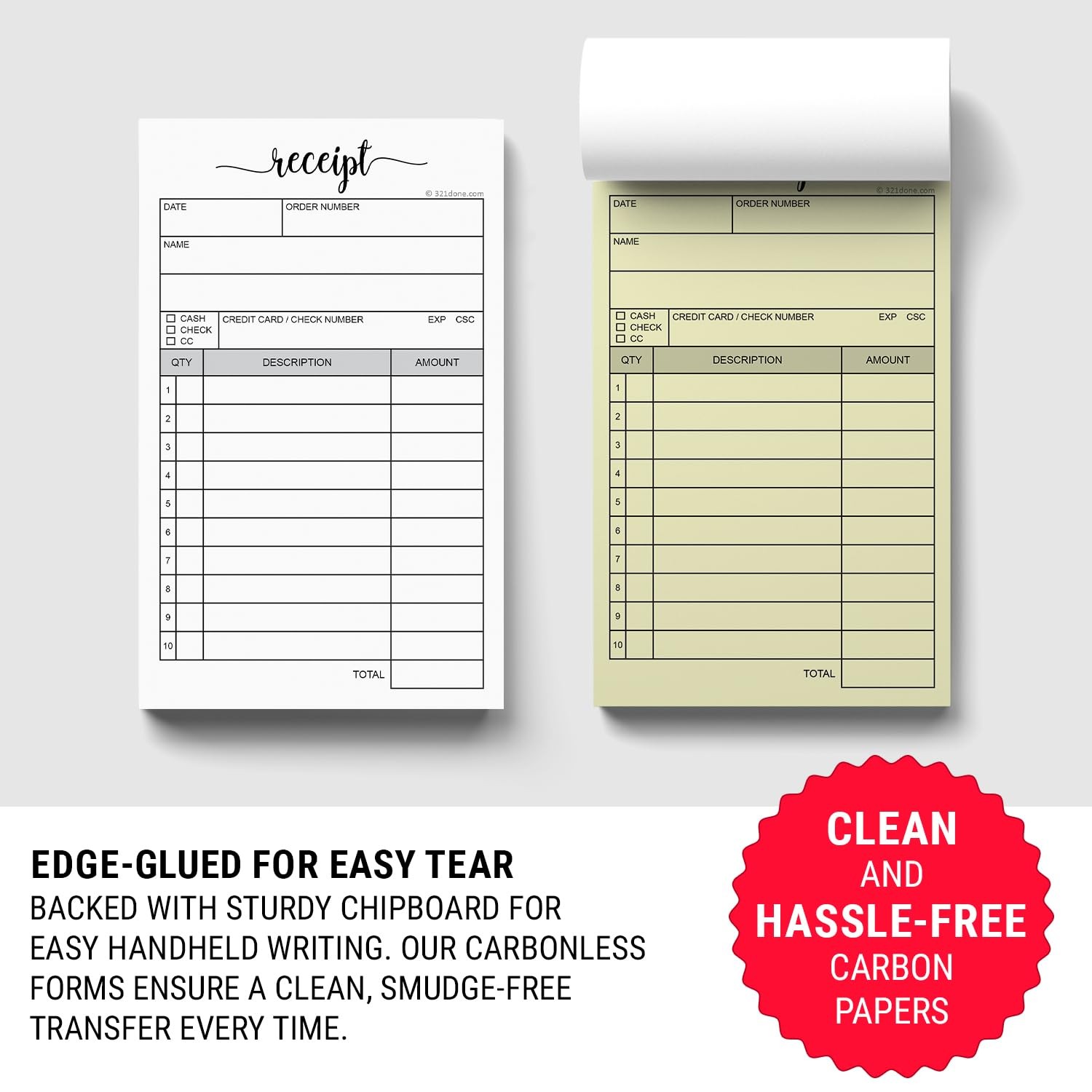 Receipt Book with Carbon Copies for Small Boutique Business – 2-Part Carbonle…