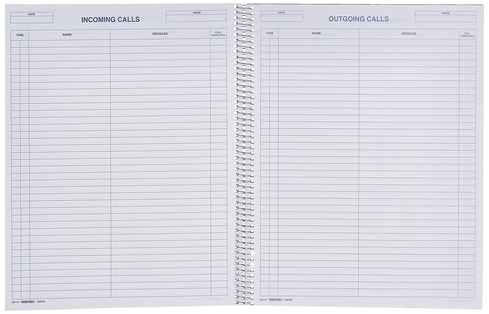 Rediform Call Register Book, 11″” x 8.5″”, 100 Pages (50111) (RED50111)