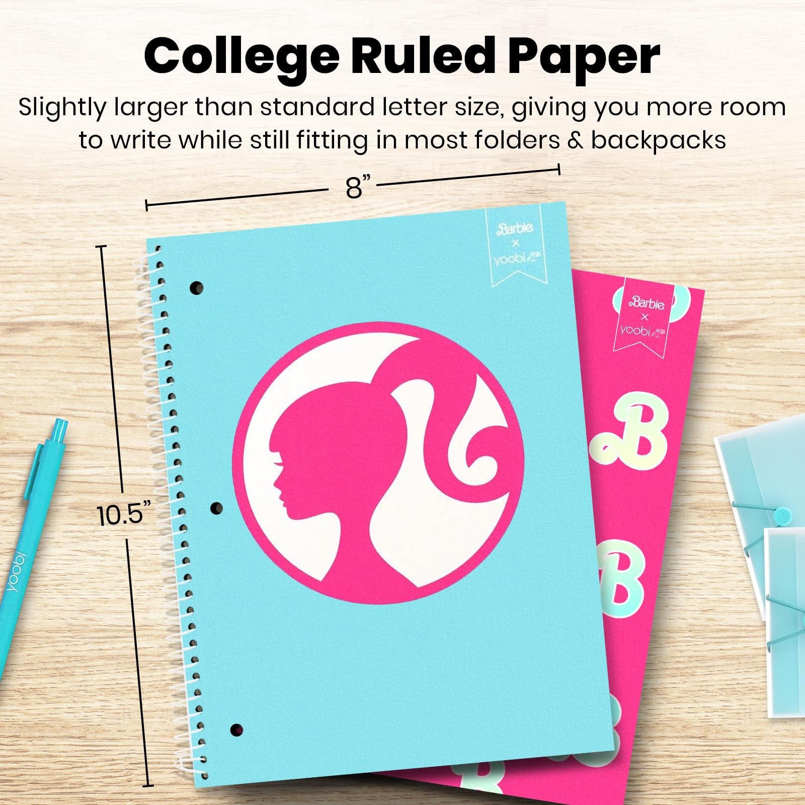 Barbie X College Ruled Spiral Notebook Set – 3-Pack of 1 Subject Notebooks, P…