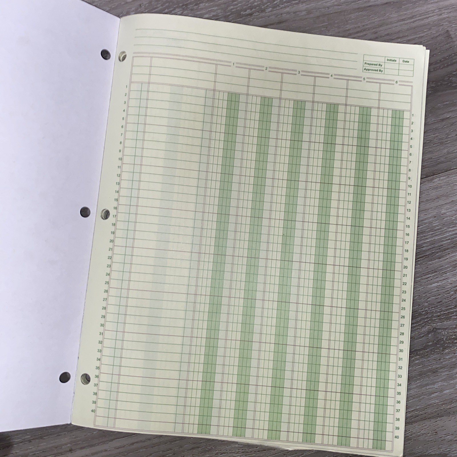 Norcom, Columnar Ledger Pad, 6 Columns, 8.5″ x 11″, Letter Size, 50 Sheets