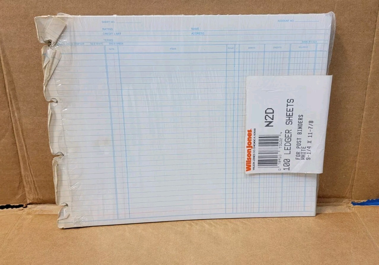 Wilson Jones 91 Ledger Sheets 9 1/4″ X 11 7/8″ For Post BINDERS N2-D White