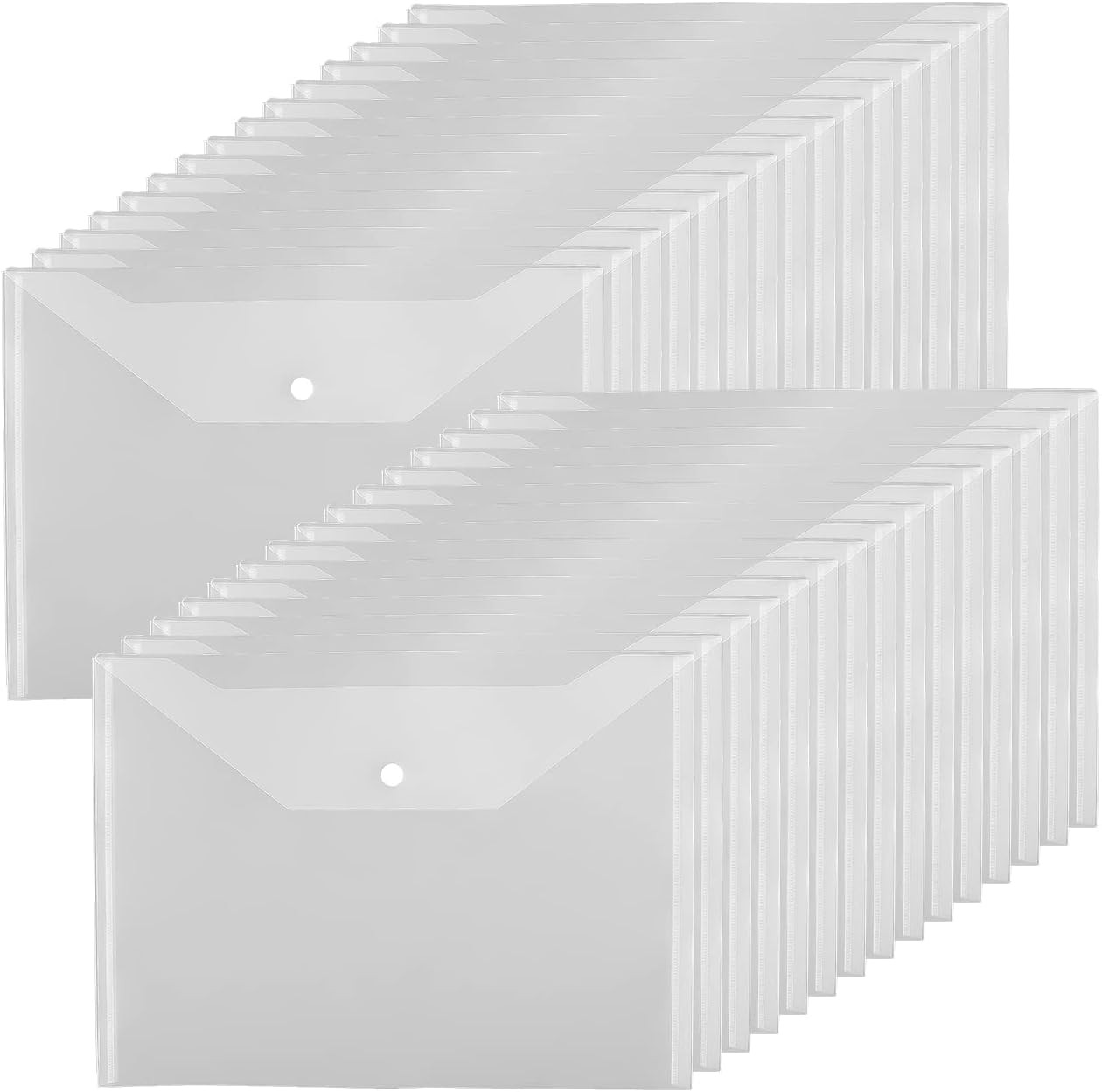 30pcs Plastic Envelopes, Clear Reusable Poly 12.79 in x 9.3 in, White