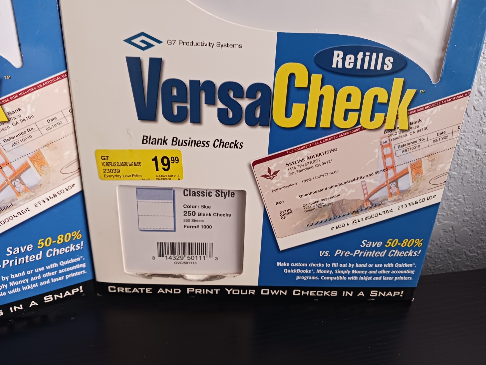 2-Pack VersaCheck Blank Business Checks – Burgundy & Blue Classic Refill Sheets