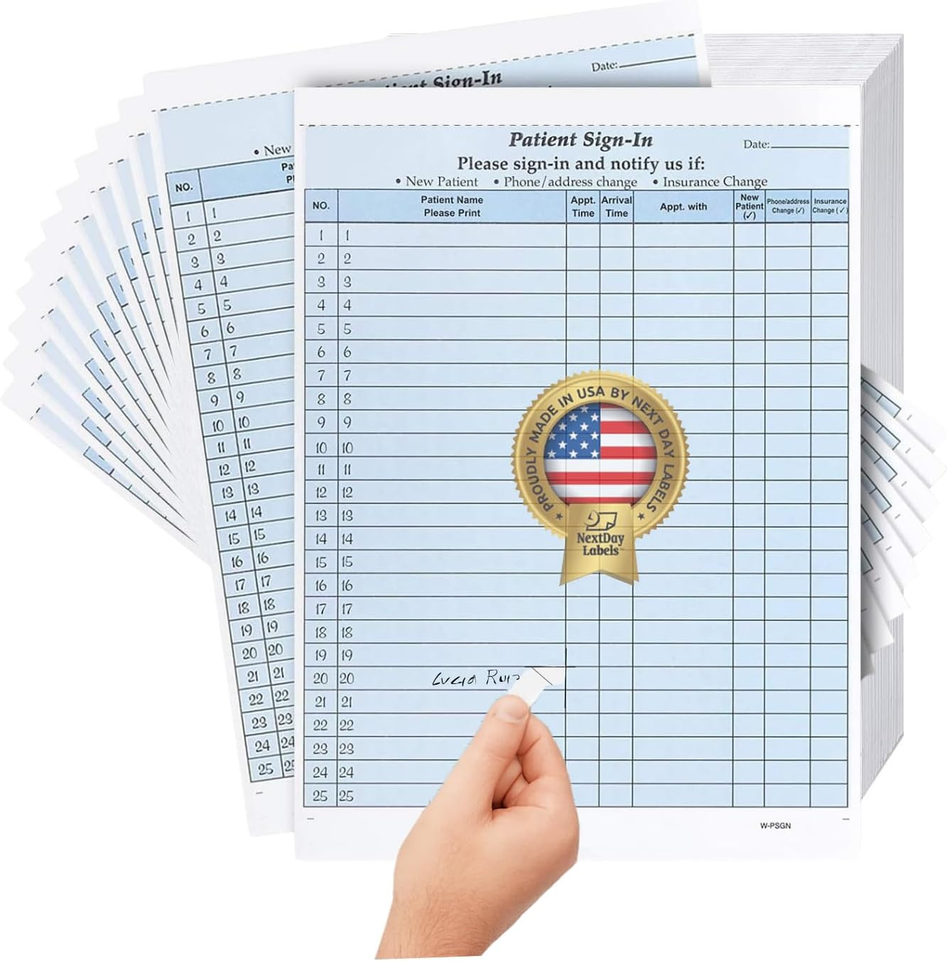 Nextdaylabels Patient Sign-In Sheets – HIPAA Compliant, 3-Part Carbonless NCR Fo