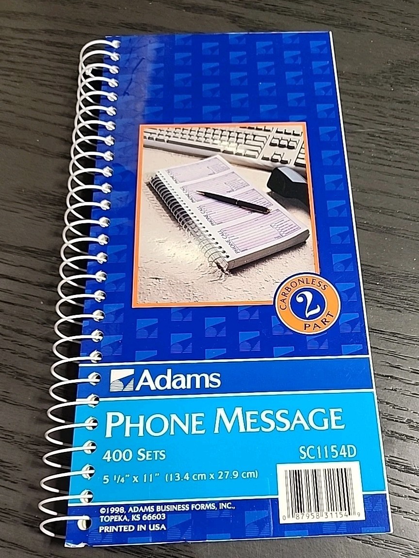 ADAMS Phone Message Book SC1154D Spiral Bound 400 Sets 2-Part Carbonless