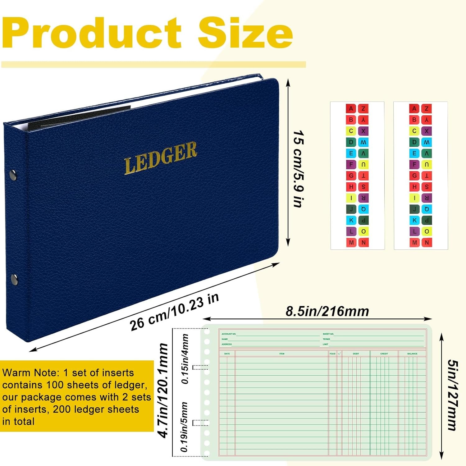 Ring Ledger Binder with 200 Pcs 5″X8.5″ Ledger Sheets Small Index Tabs for Bookk