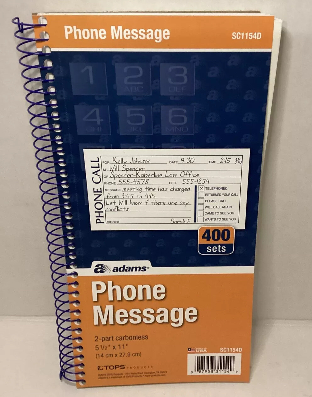 Adams phone message 2-part carbonless 400 sets 1 books office supplies 2019