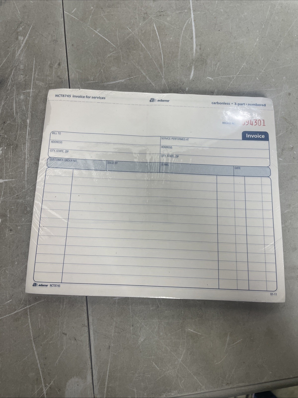 3-Part Carbonless Invoice Forms – 7.44 x 8.5″ – 400 Sets, White/Canary/Pink