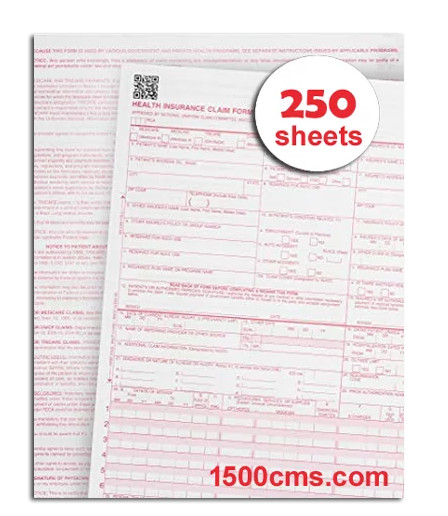 NEW CMS 1500 Forms – HCFA Health Insurance Claim (Version 02/12) – 250 Sheets