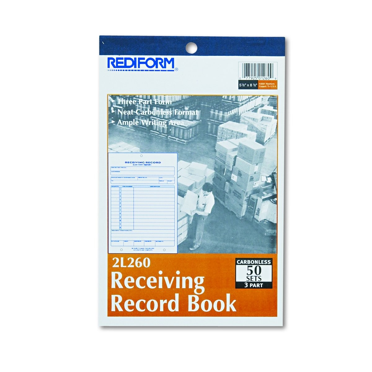 Rediform Receiving Record, Carbonless Triplicate, 5 1/2 In X 7 7/8 In, Pink