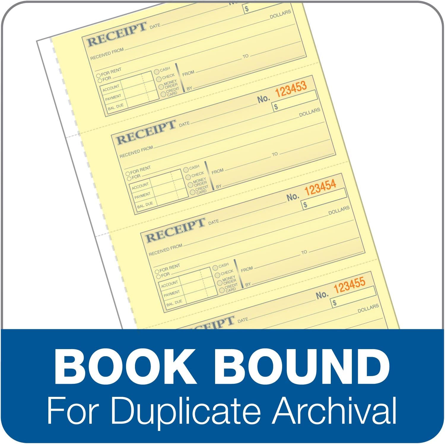 Money/Rent Receipt Book, 3-Part, Carbonless, 11 X 7-5/8 Inches, 4 Receipts