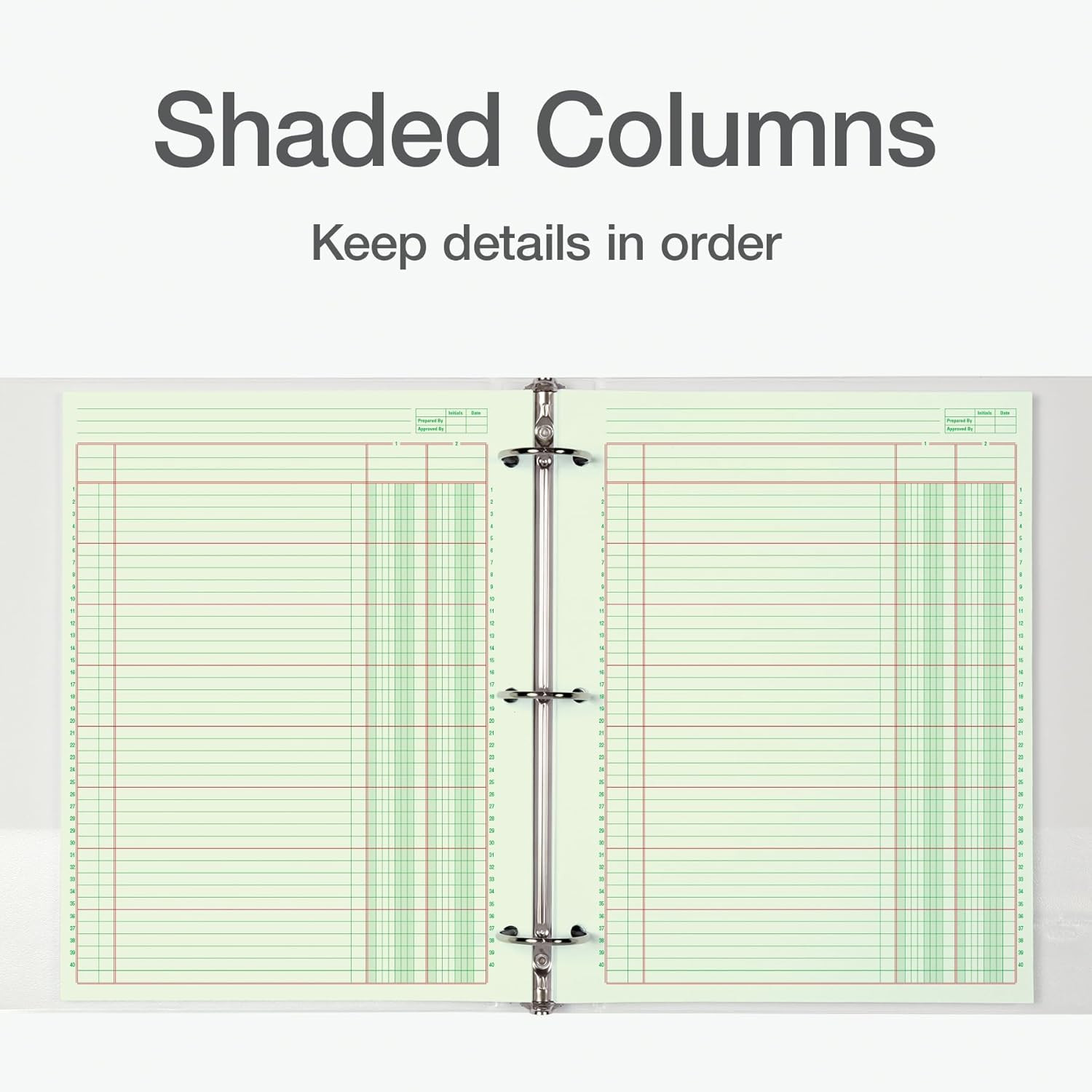 Columnar Analysis Pad, 2 Column Ledger, 8.5″ X 11″, 100 Pages (50 Sheets), Green