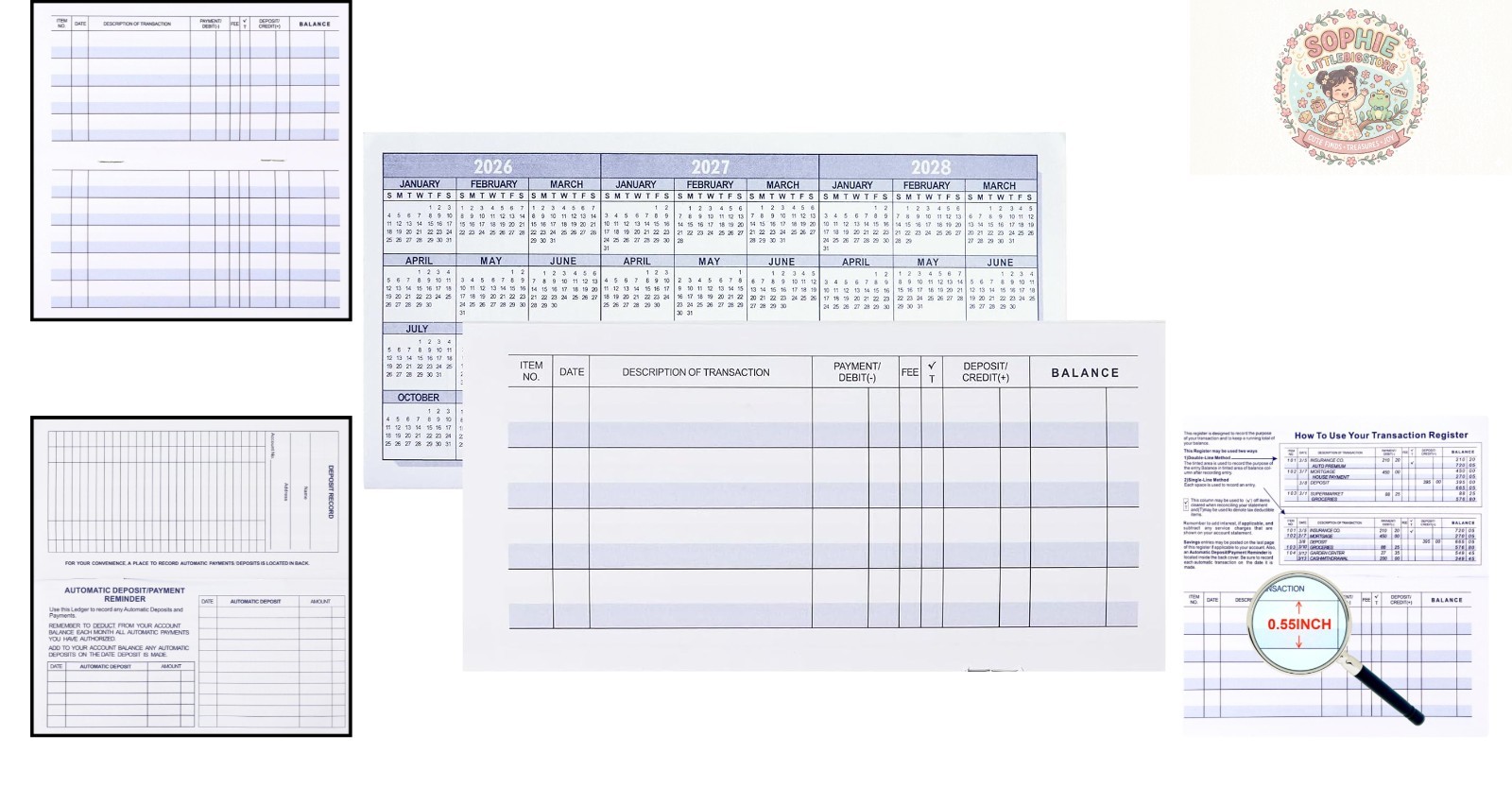 Compact 12-Piece Check Register Set with 17 Lines – Ideal for Personal Finances