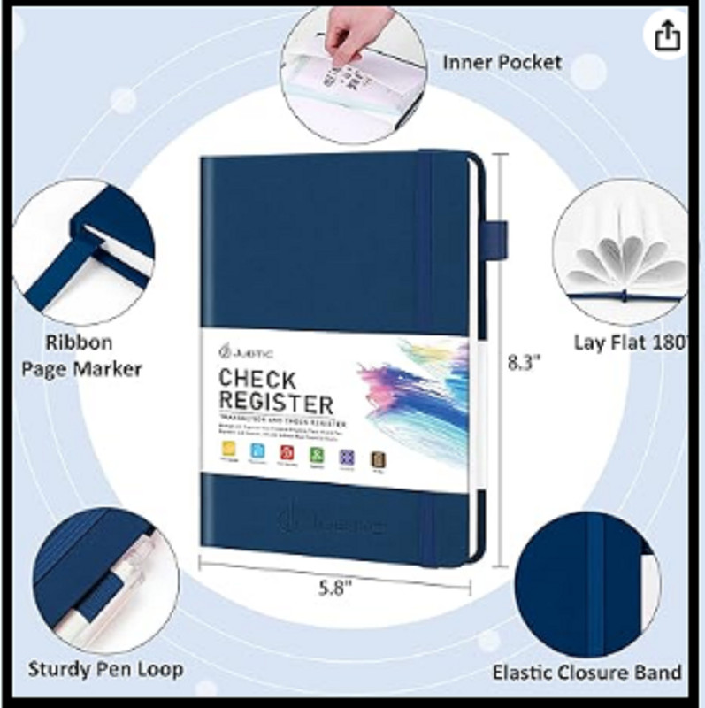 A5 Check Registers for Personal Checkbook Ledger Transaction Registers Log Book