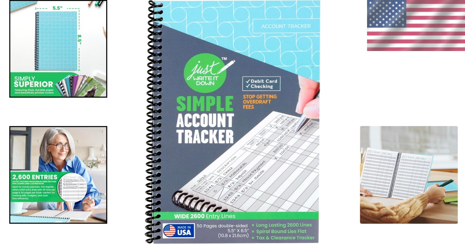 Deluxe Debit Card Ledger Notebook – 1 Pack, 2600 Lines for Organized Finances