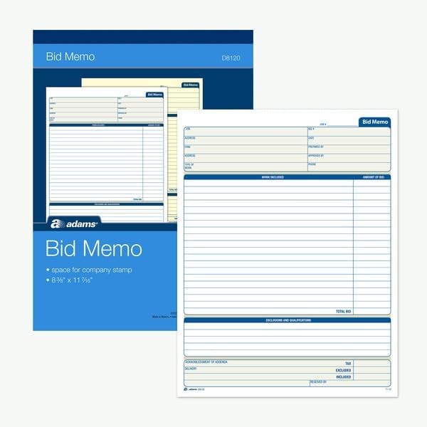 Premium Bid Memos – 50 White Sheets, 8.38 x 11.44 Inches, Ideal for Proposals