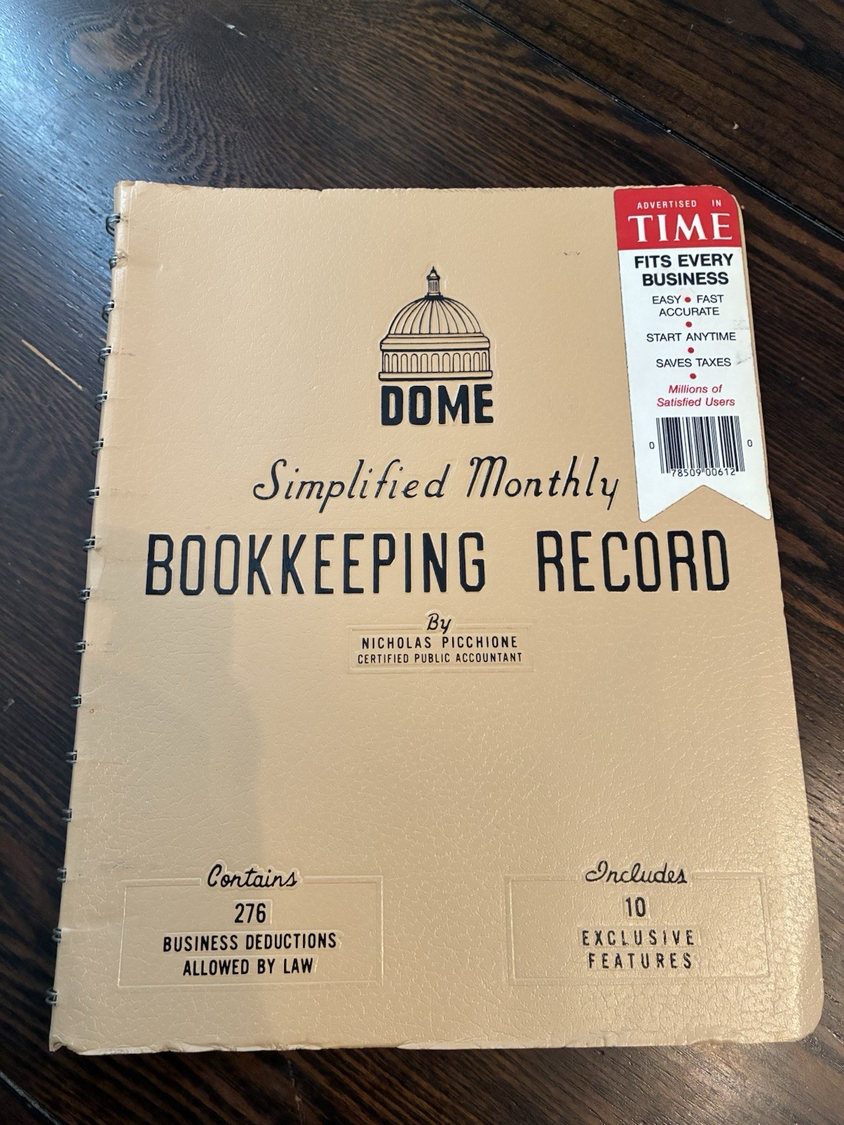DOME Simplified Monthly Bookkeeping Record Spiral Bound #612 Nicholas Picchione