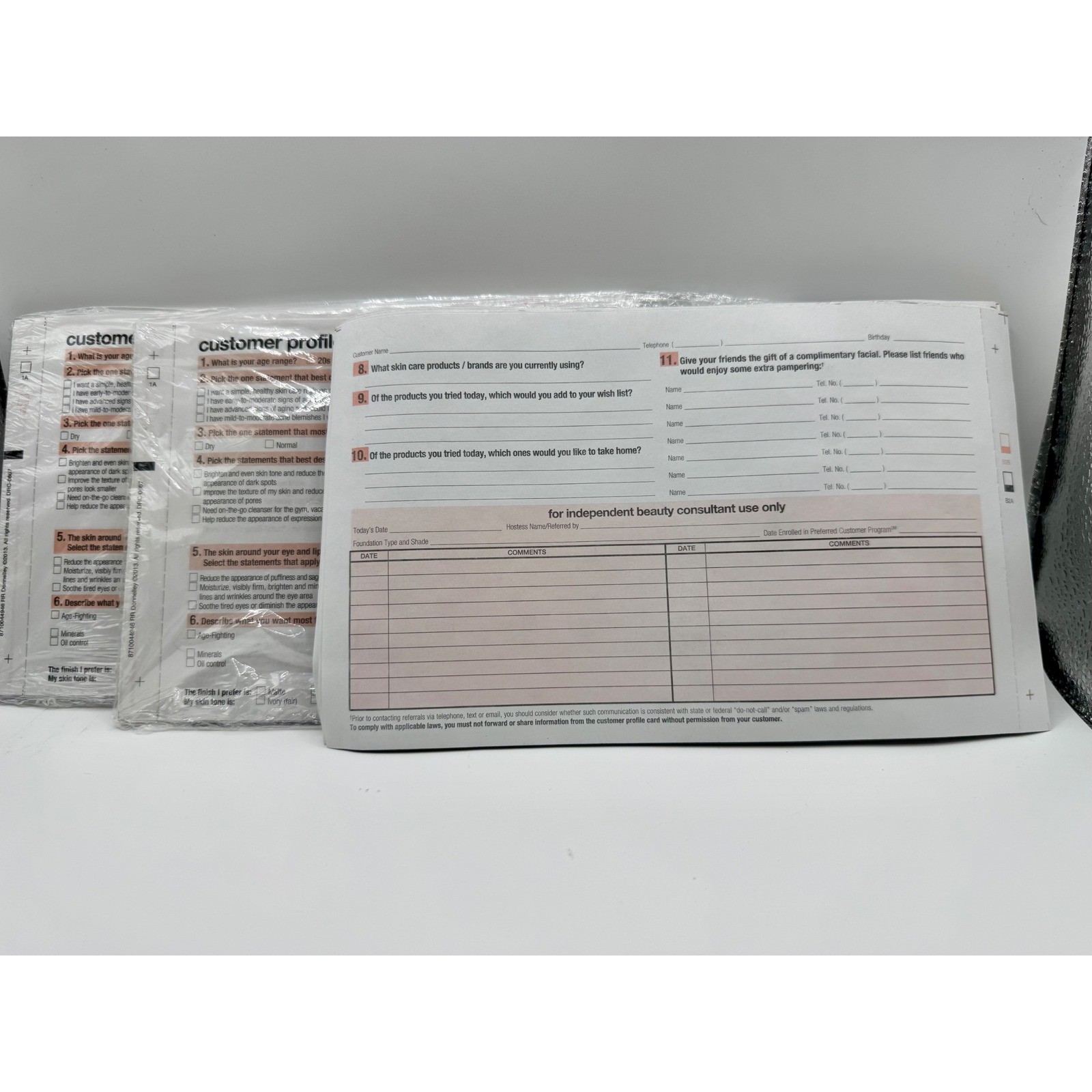 Mary Kay Customer Profile Cards 2 3/4 Packs Consultant Business Supplies