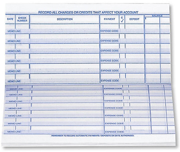 51177N Personal Size Check Register 6 x 3″ – 5 Registers