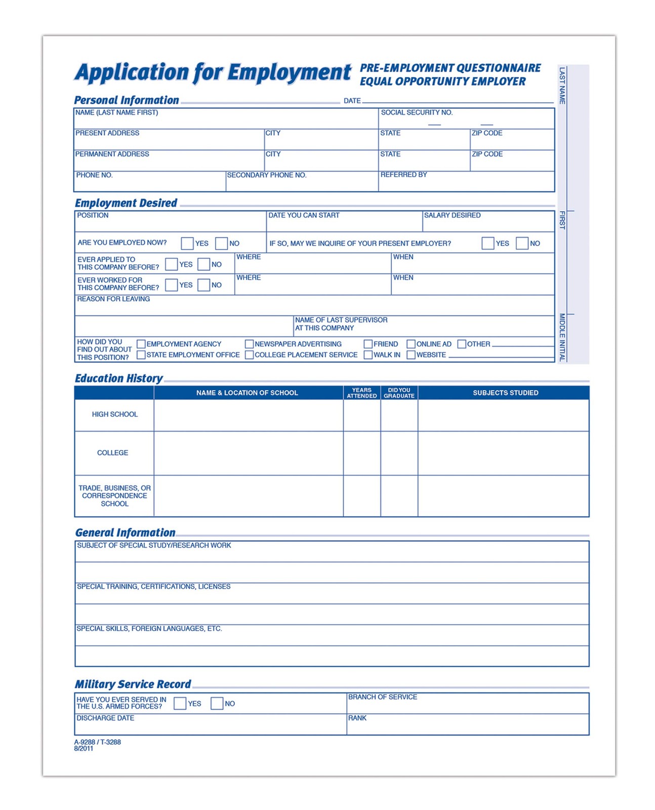 Adams Applications for Employment, 8.5 x 11 Inch, 25-Pack, White