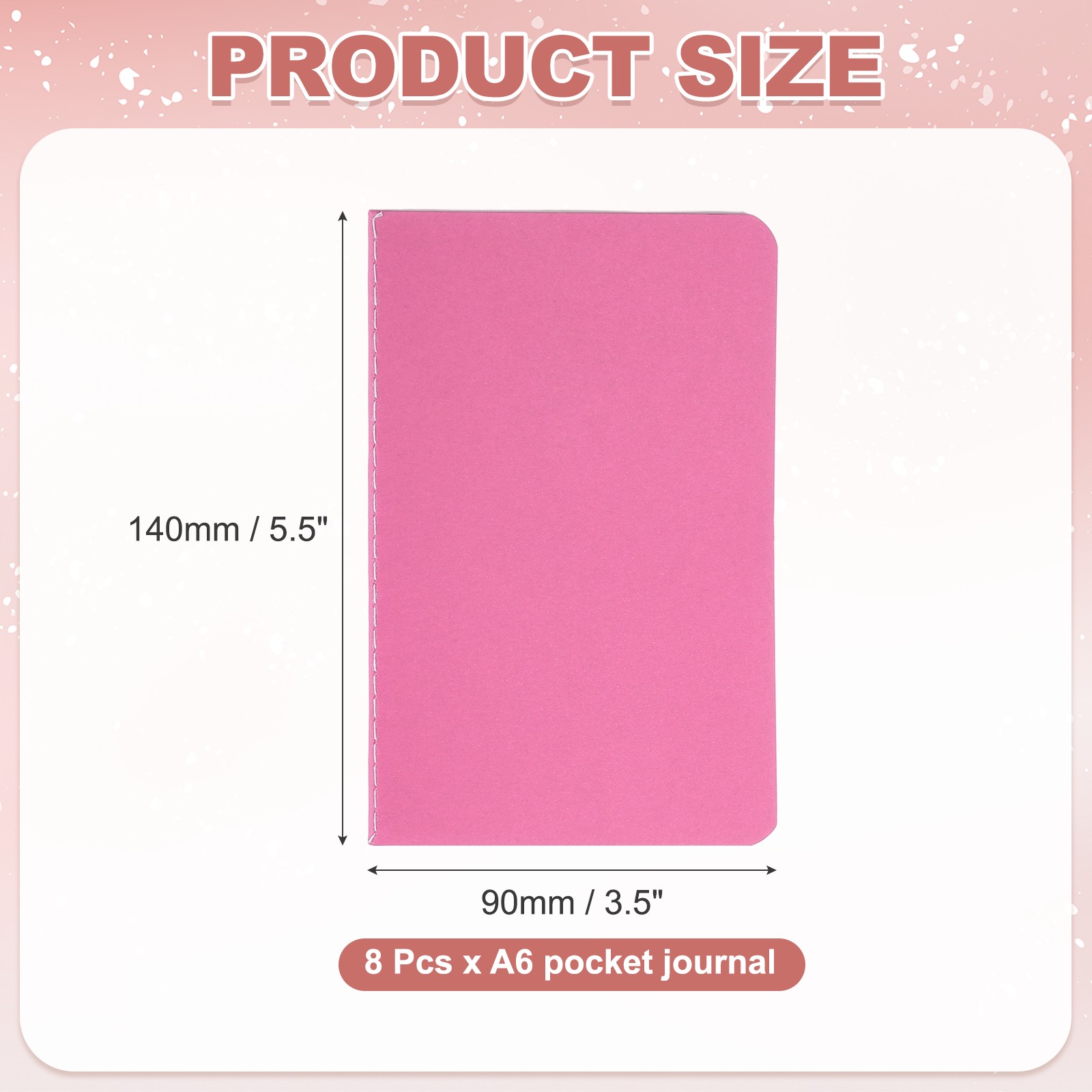 8 Pack A6 Notebook, A6 Journal Mini Notebook Pocket Kraft,Hot Pink