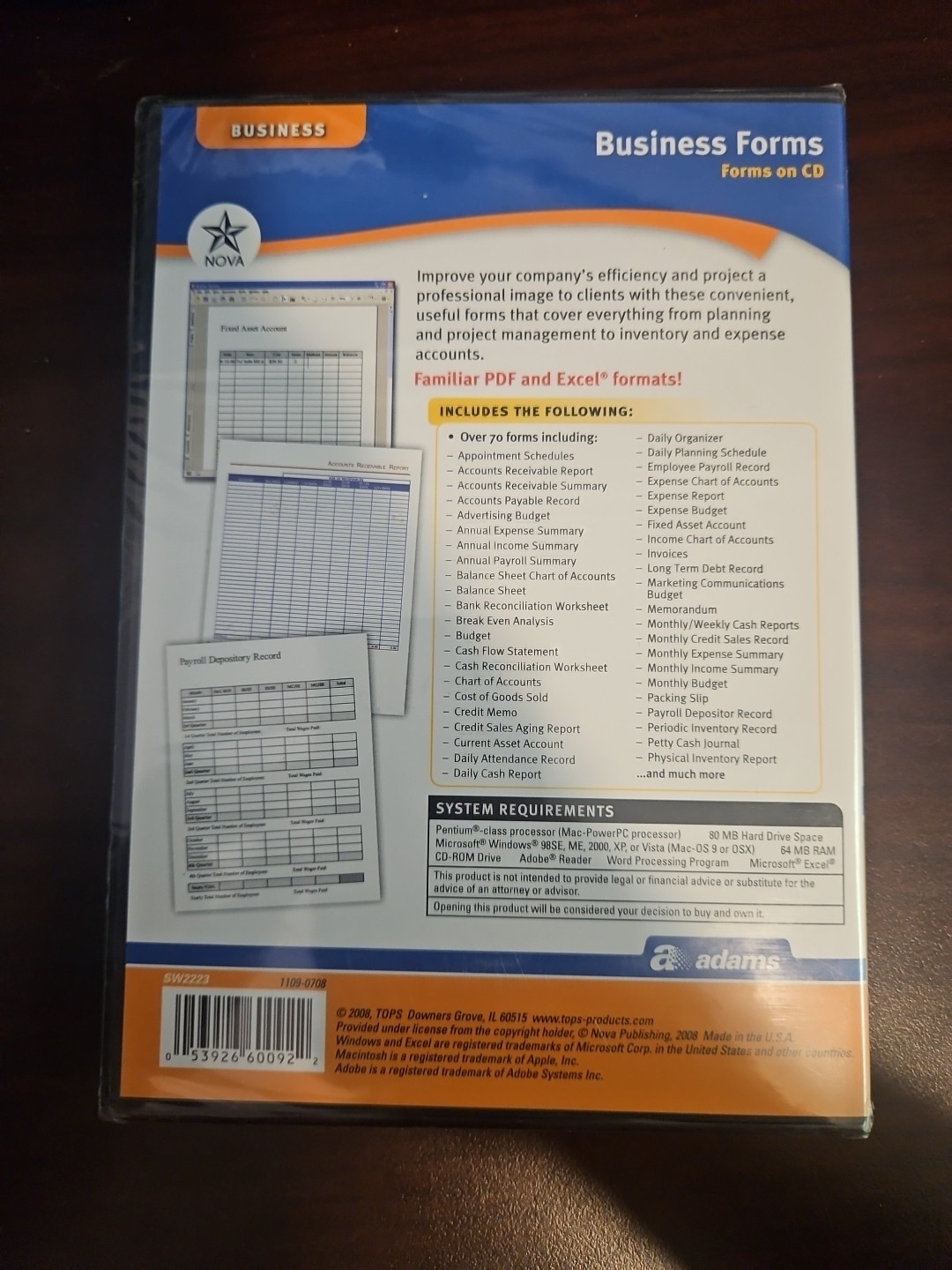 Adams Business Forms On CD, Business Tool ALC633 **BRAND NEW SEALED** (SW2223)