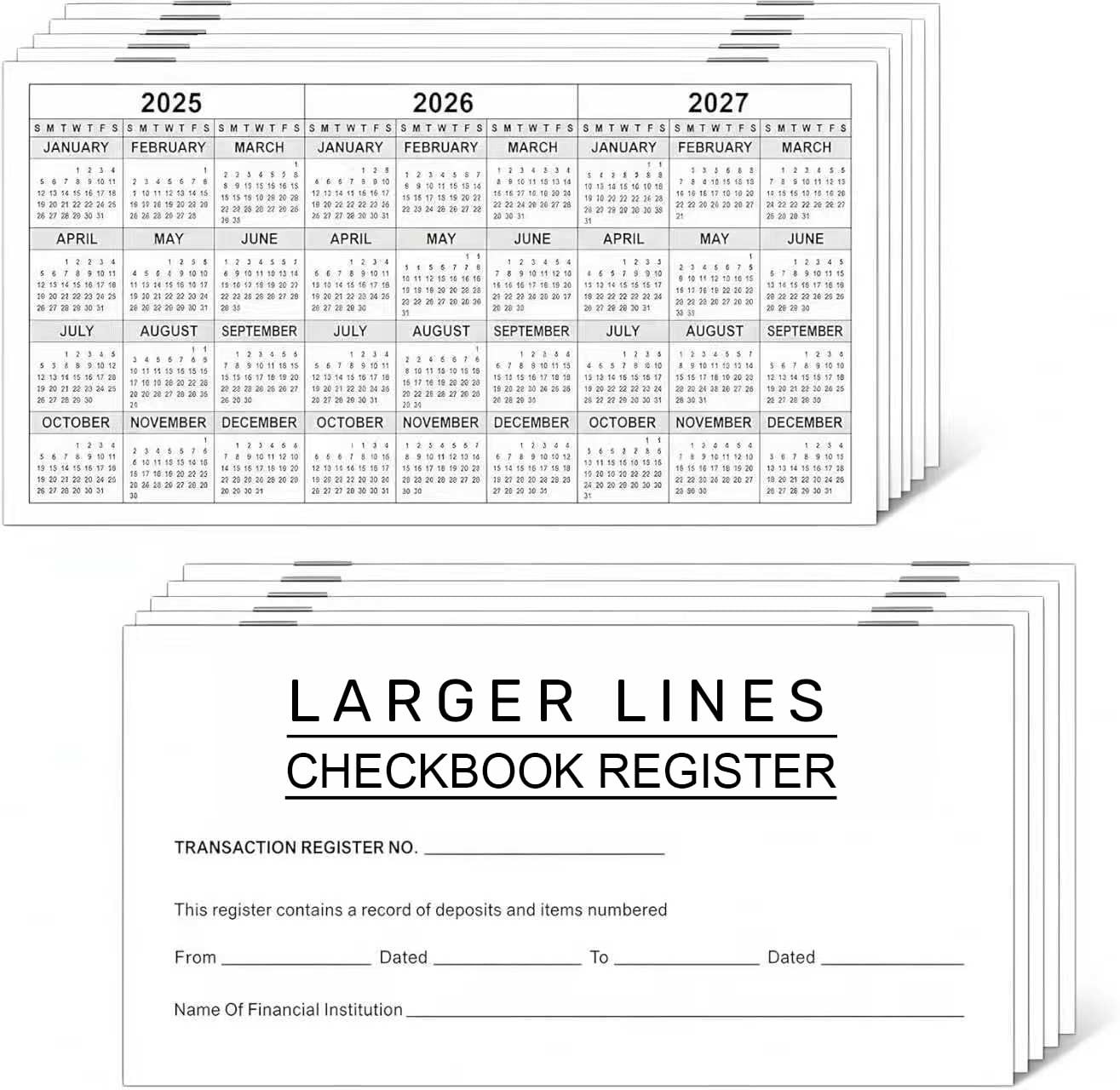 Checkbook Register, Larger Lines Transaction Ledger for Personal or Business …