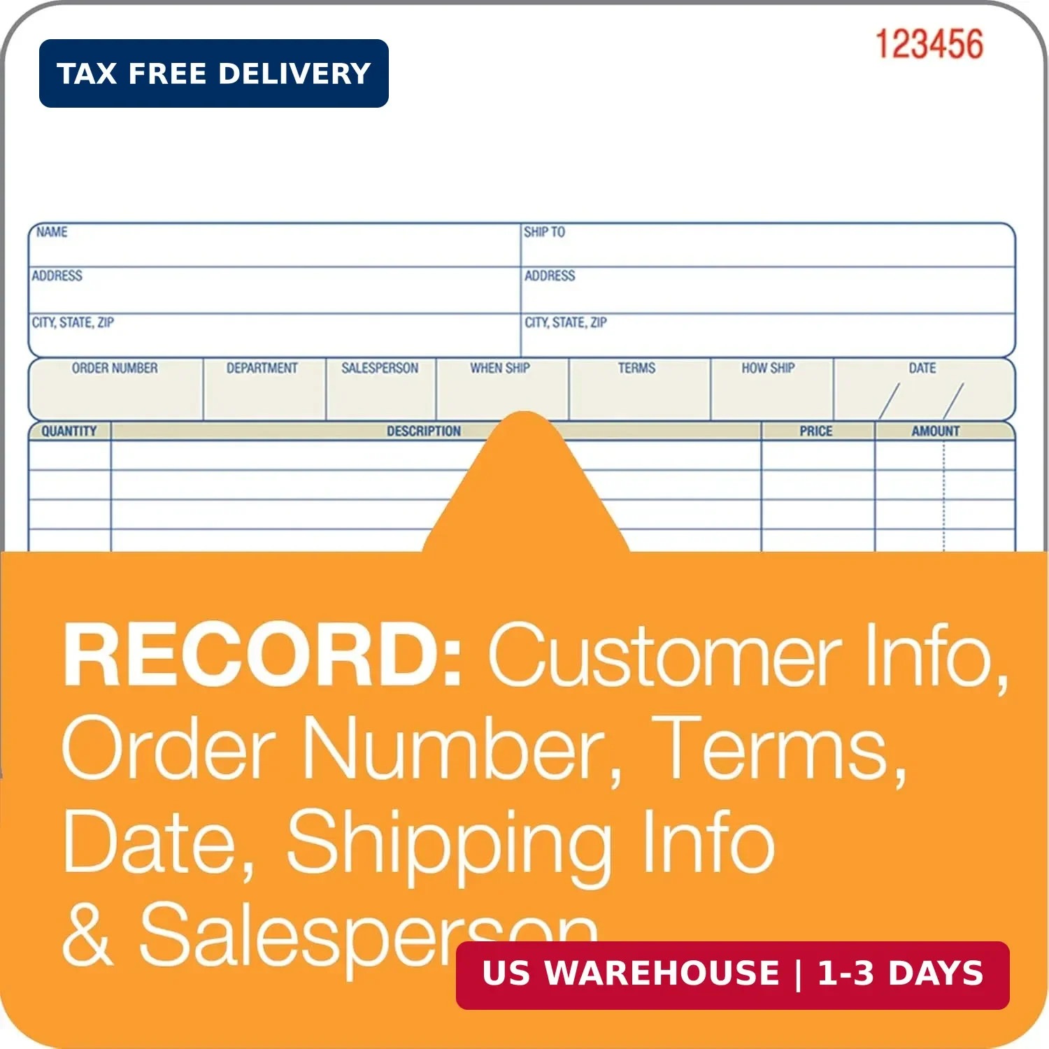 Adams Order Book, 2-Part, Carbonless, White/Canary, 8-3/8 x 10-11/16 Inches, 50