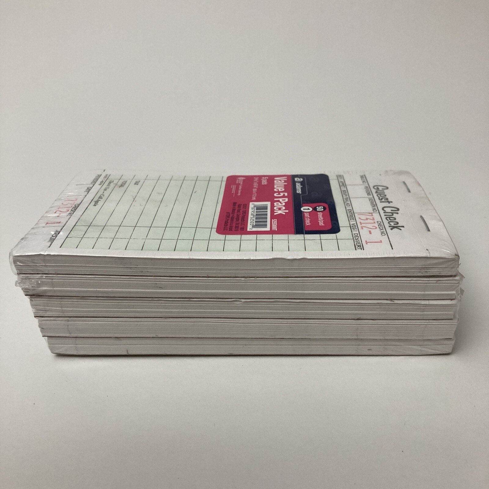 Guest Check Pads, Single Part, Perforated, White, 50 Sheets/Pad, 5 Pads Pack NEW