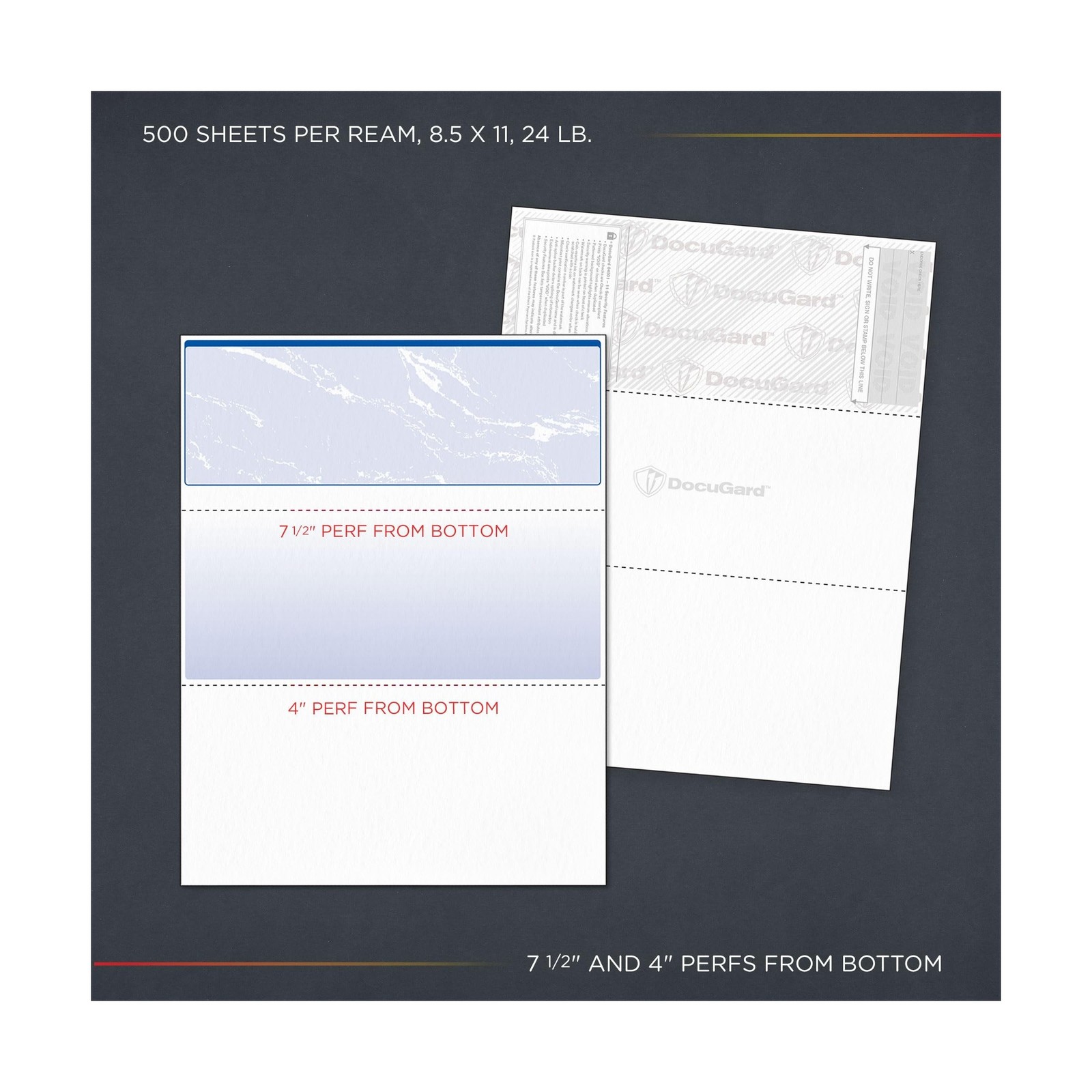 DocuGard Standard Blue Marble Top Check, 24 lb, 8.5 x 11 Inches, 2500 Sheets …