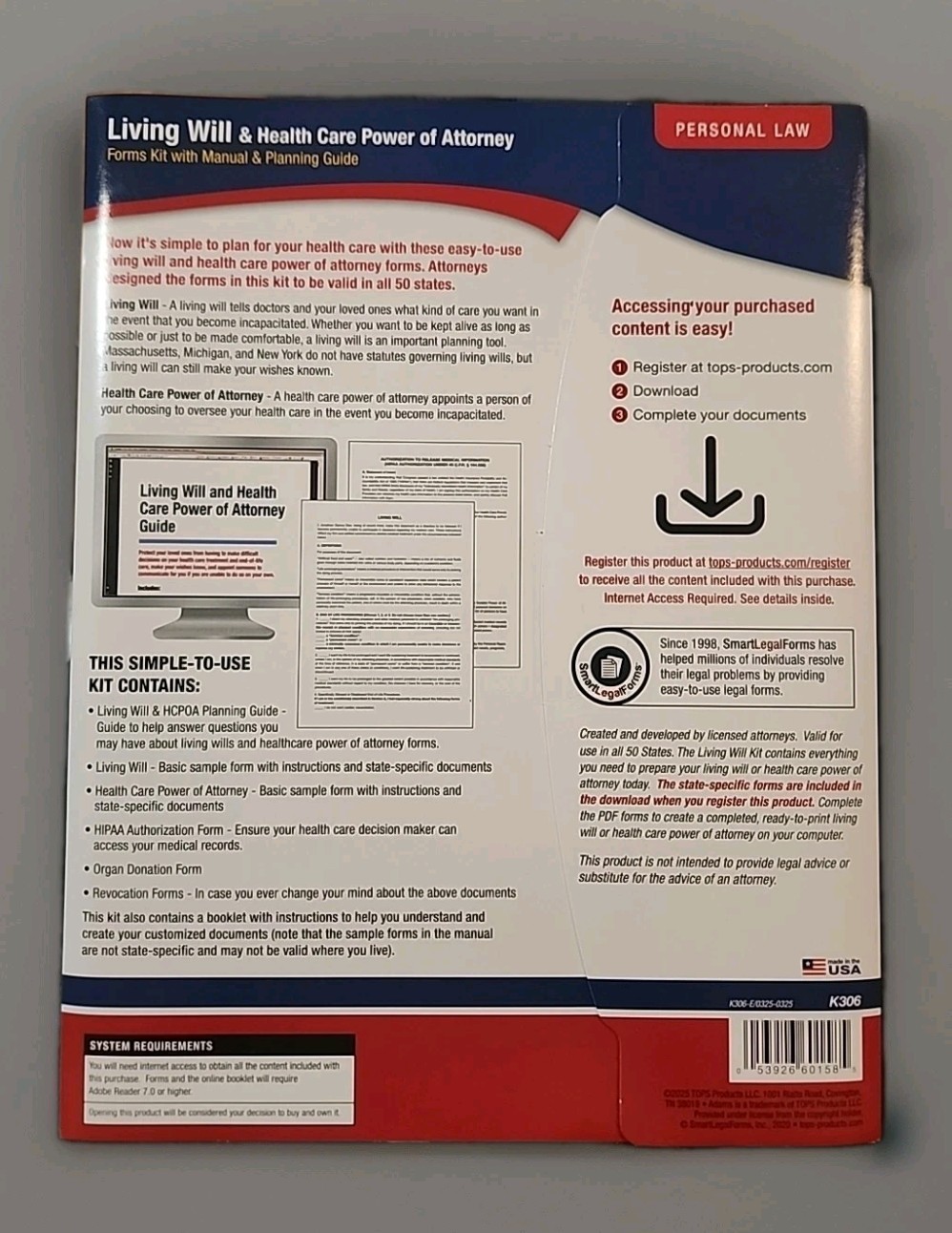 Adams Living Will and Power of Attorney for Healthcare Kit with Manual And Guide