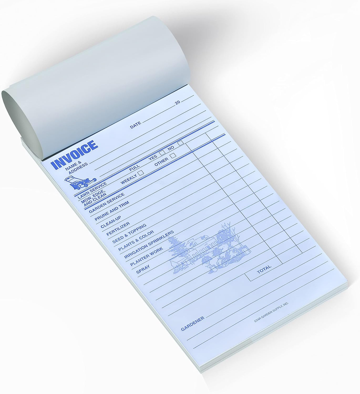 Professional Garden Service Invoice Book 50 Sets Includes Copy Invoice 100 Pages