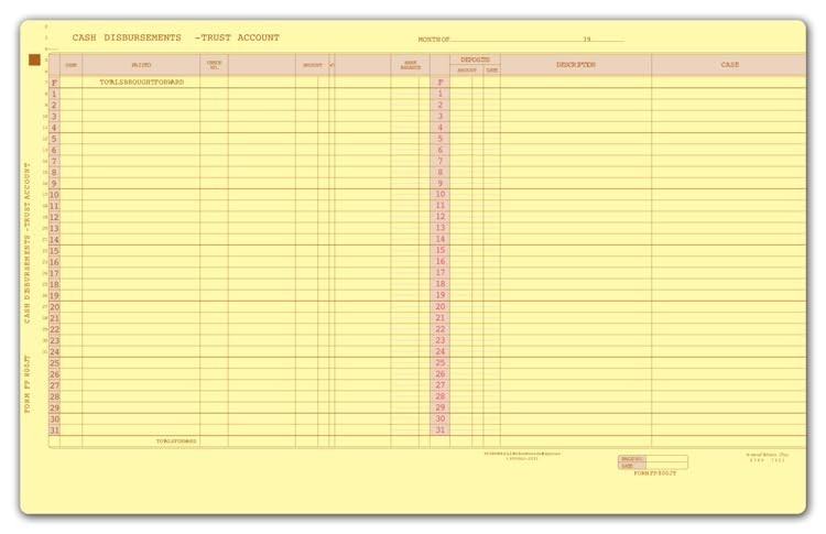 Legal Trust Account Journal 17 1/2 x 11″ Qty 25 17 x