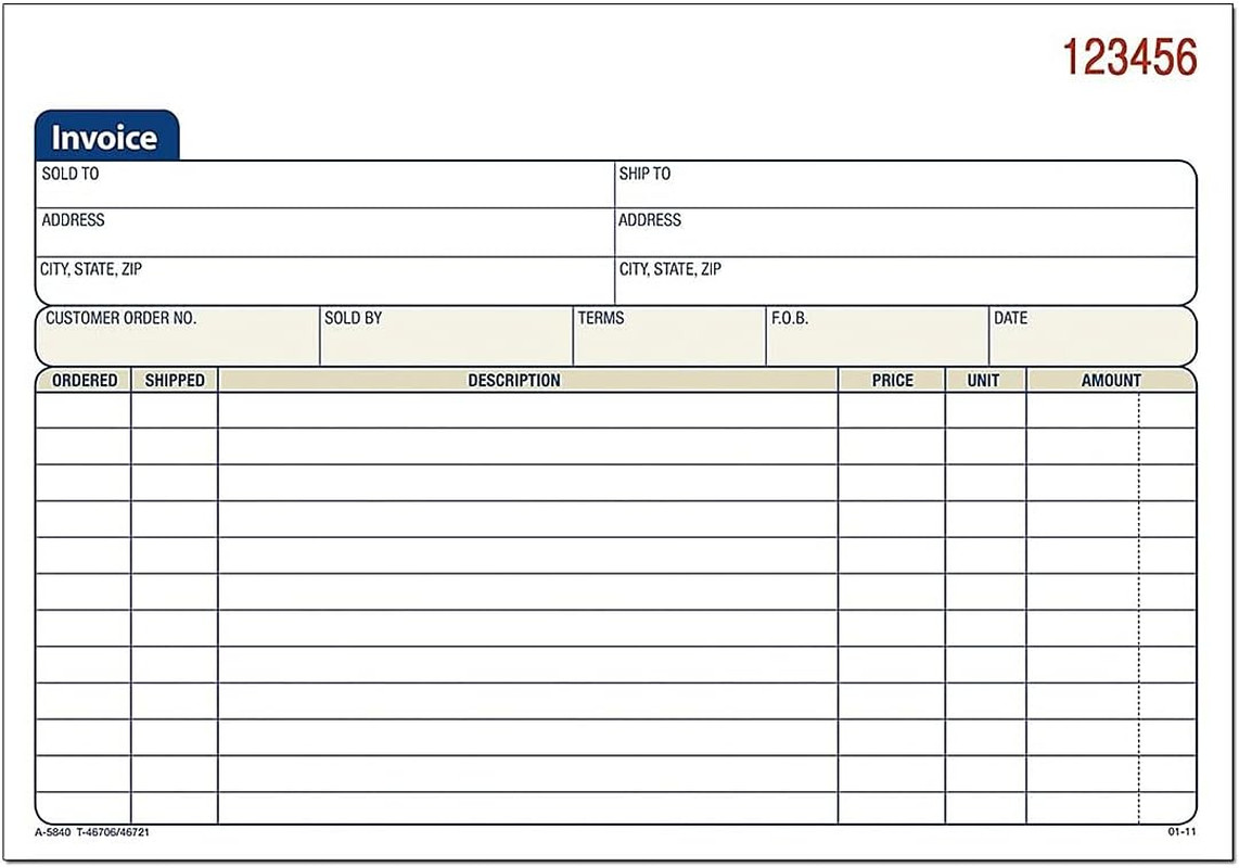 Invoice Book, 3-Part, Carbonless, 5.56 X 8.44 Inch, 50 Sets per Book, White, Can