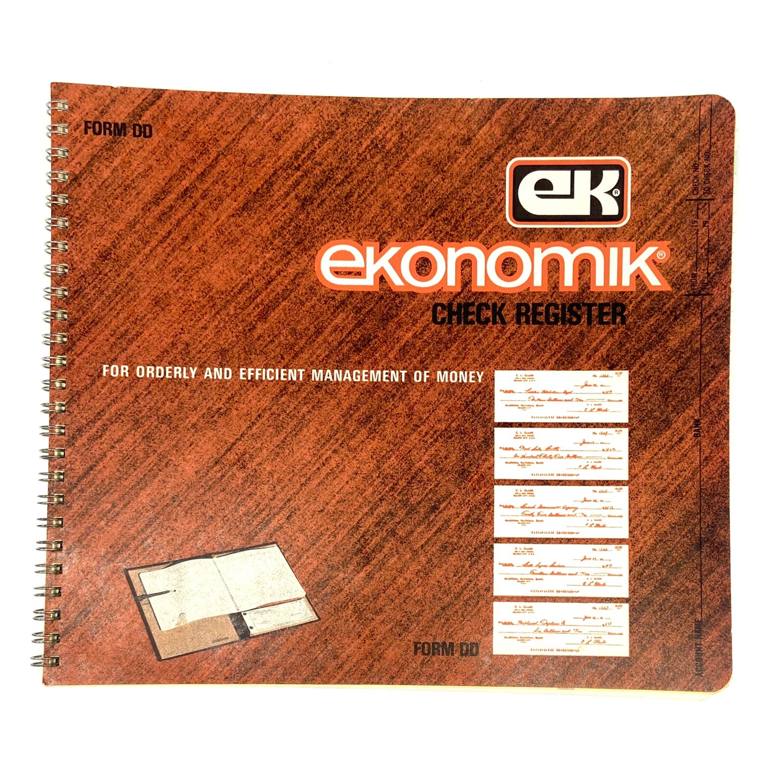 Vintage Ekonomik Wirebound Form DD Check Register 1965 Printed In USA