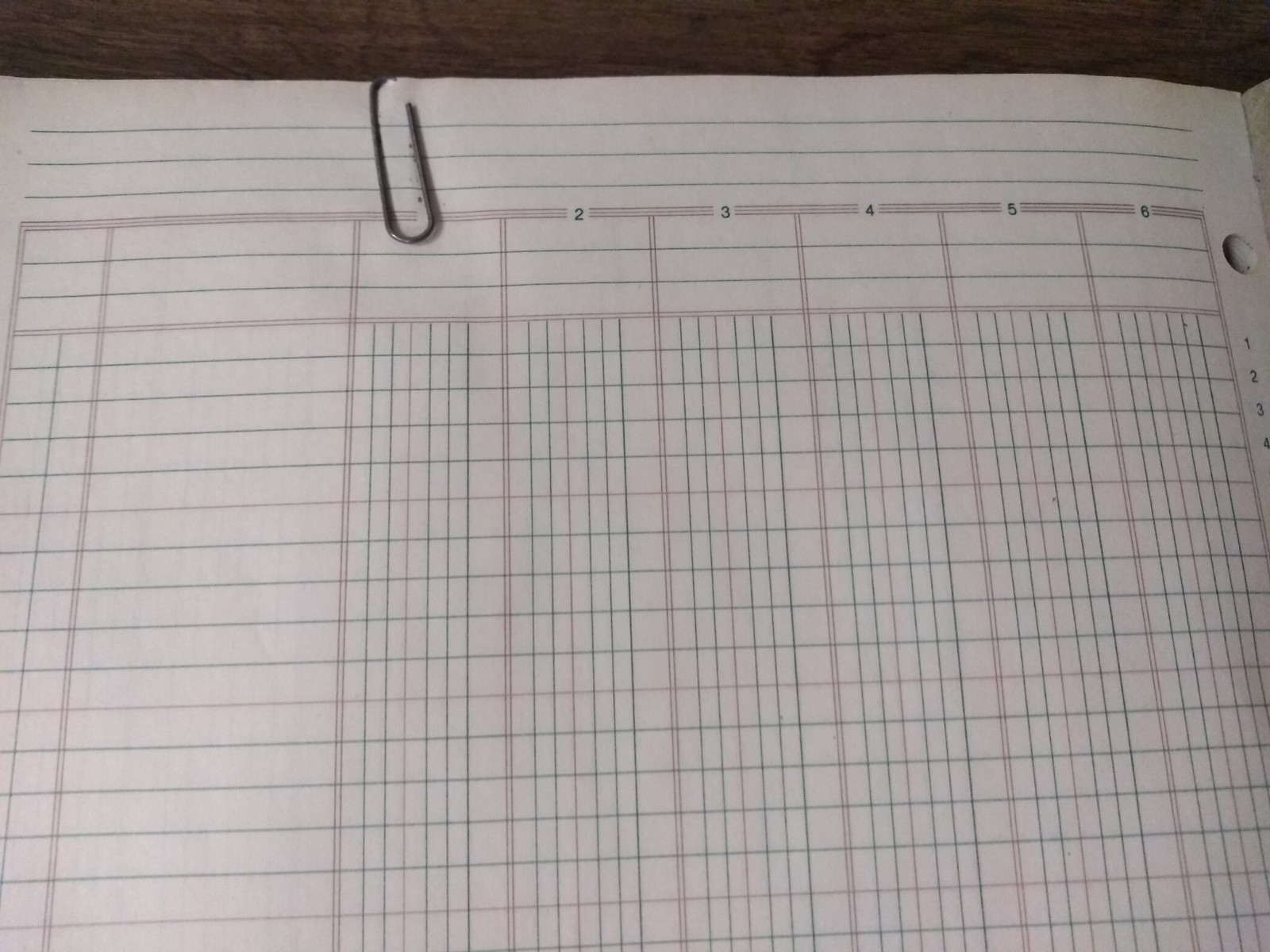 roaring springs 6 column analysis pad vintage (some warping)